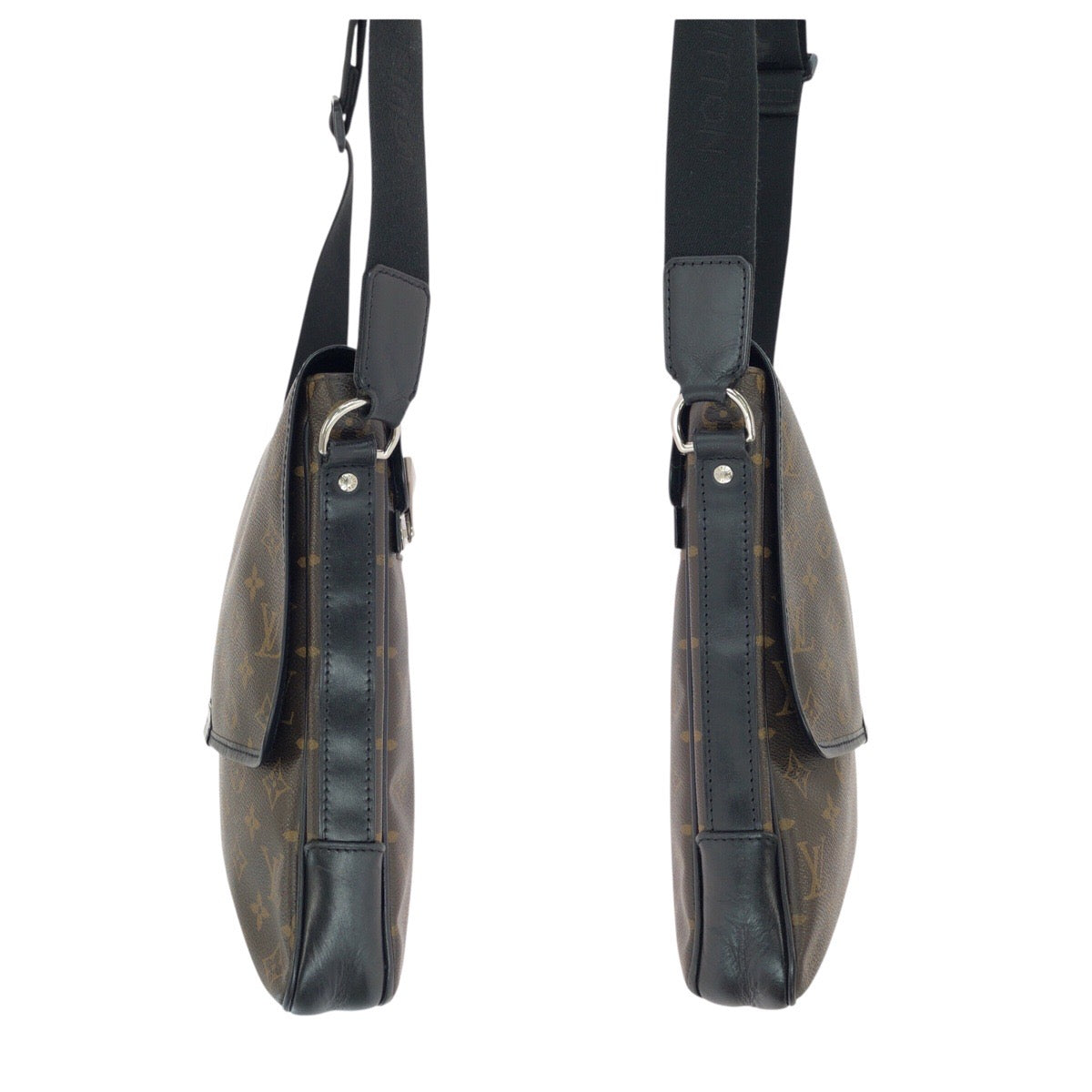 25380
LOUIS VUITTON ルイヴィトン モノグラム マカサー バスMM ブラウン ダークブラウン シルバー金具 PVC M56715 ショルダーバッグ メッセンジャーバッグ メンズ AB80