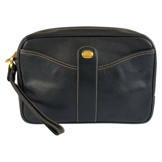 25383
Dunhill ダンヒル ブラック 黒 ゴールド金具 レザー クラッチバッグ セカンドバッグ メンズ ABP14