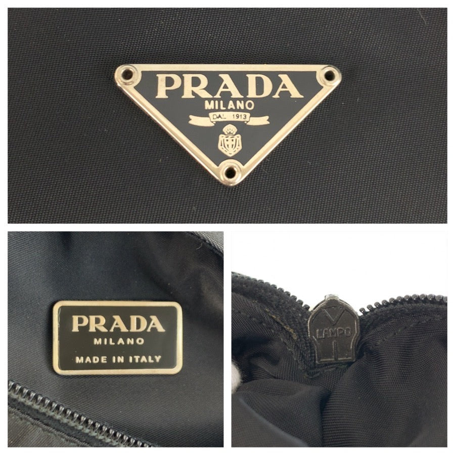 25384
PRADA プラダ テスート 三角ロゴプレート ブラック 黒 シルバー金具 ナイロン ショルダーバッグ メッセンジャーバッグ レディース AB28