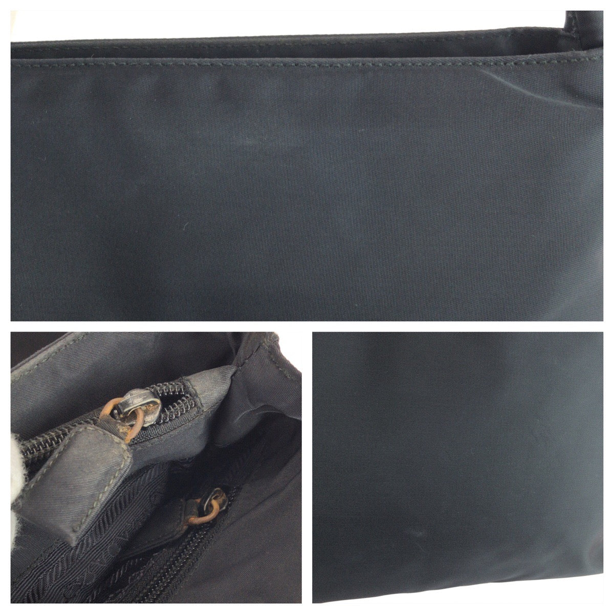 25385
PRADA プラダ テスート 三角ロゴプレート ブラック 黒 シルバー金具 ナイロン トートバッグ ハンドバッグ レディース AB21
