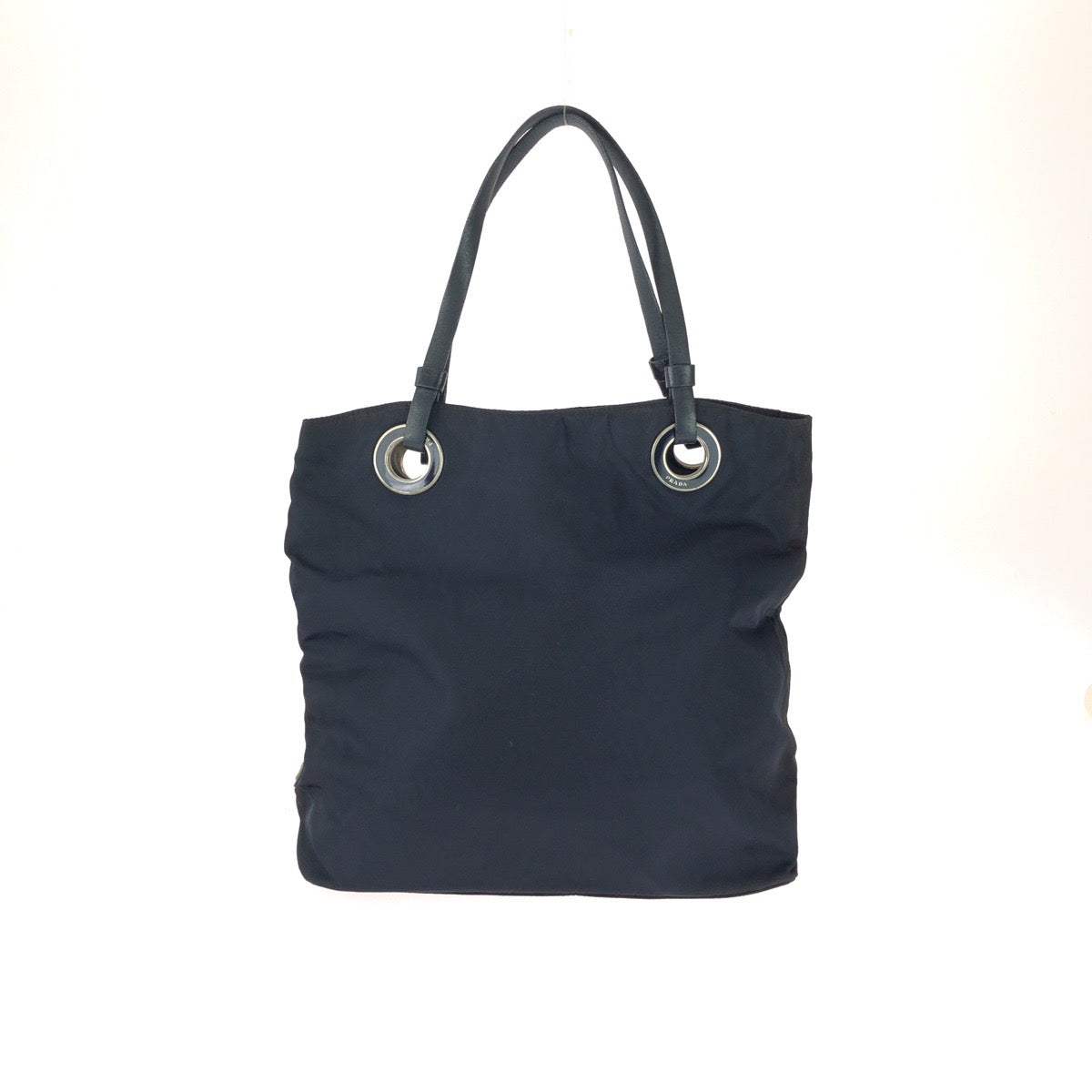 25386
PRADA プラダ テスート 三角ロゴプレート ネイビー シルバー金具 ナイロン トートバッグ ハンドバッグ レディース B