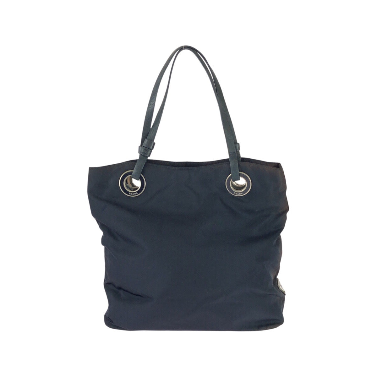 25386
PRADA プラダ テスート 三角ロゴプレート ネイビー シルバー金具 ナイロン トートバッグ ハンドバッグ レディース B