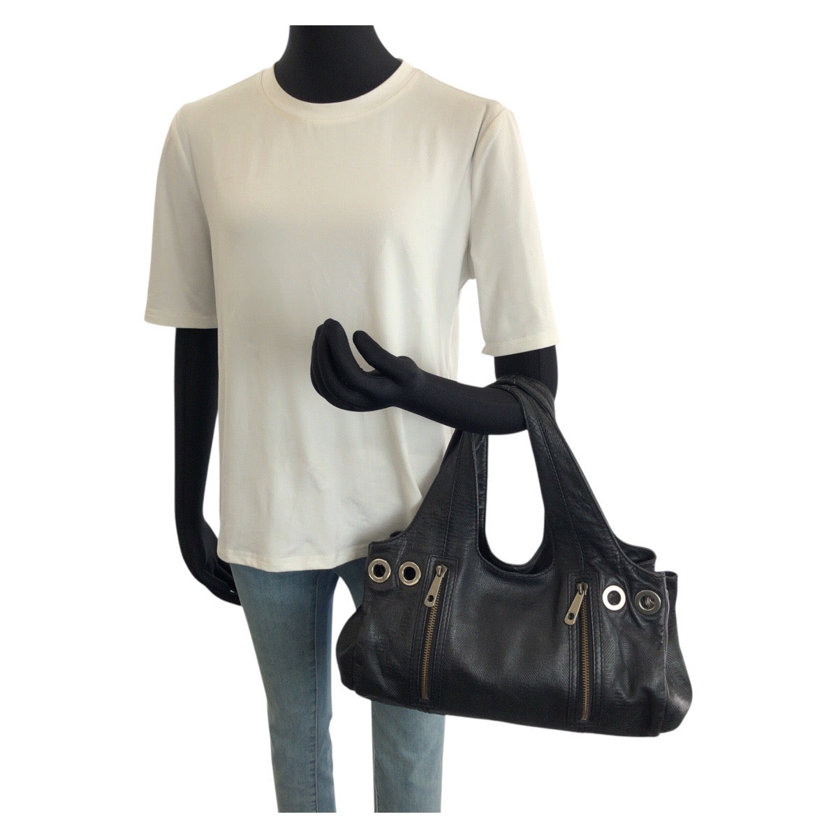 25395
GIVENCHY ジバンシィ ヴィンテージ ブラック 黒 シルバー金具 レザー トートバッグ ショルダーバッグ レディース ABP23