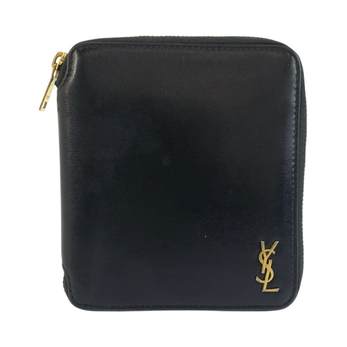 25397
SAINT LAURENT PARIS サンローランパリ YSL タイニー ブラック ゴールド金具 レザー 折り財布 レディース ABP23