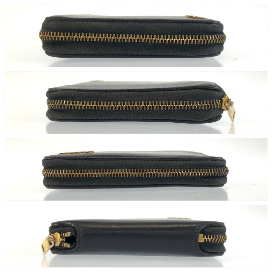 25397
SAINT LAURENT PARIS サンローランパリ YSL タイニー ブラック ゴールド金具 レザー 折り財布 レディース ABP23