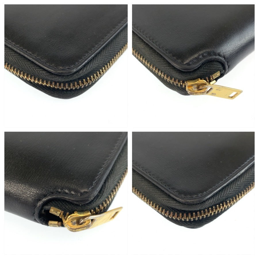 25397
SAINT LAURENT PARIS サンローランパリ YSL タイニー ブラック ゴールド金具 レザー 折り財布 レディース ABP23