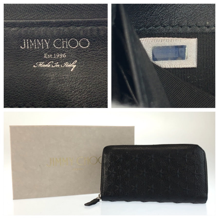 25399
JIMMY CHOO ジミーチュウ スターエンボス ブラック 黒 シルバー金具 レザー 長財布 ロングウォレット 男女兼用 メンズ ABP21