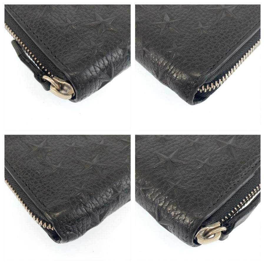25399
JIMMY CHOO ジミーチュウ スターエンボス ブラック 黒 シルバー金具 レザー 長財布 ロングウォレット 男女兼用 メンズ ABP21