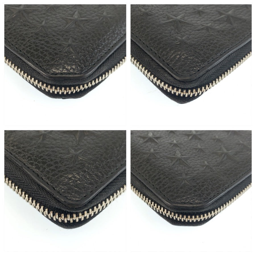 25399
JIMMY CHOO ジミーチュウ スターエンボス ブラック 黒 シルバー金具 レザー 長財布 ロングウォレット 男女兼用 メンズ ABP21