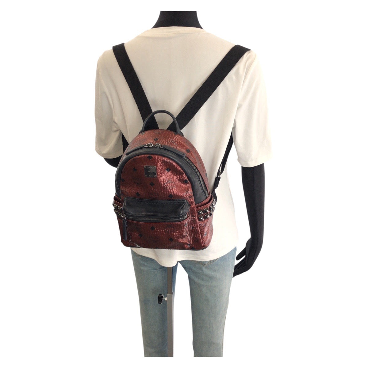 25400
MCM エム シー エム Stark ワインレッド ボルドー PVC / レザー リュックサック バックパック レディース A42