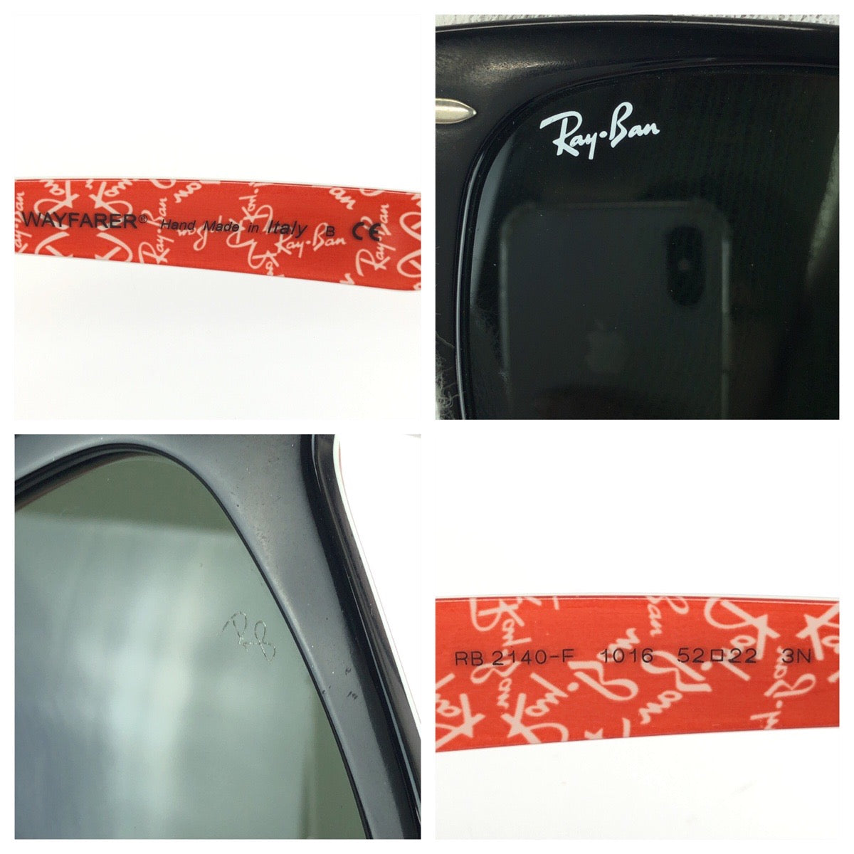 25408
Ray-Ban レイバン ウェイファーラー ブラック レッド シルバー金具 プラスチック RB2140F 1016 サングラス 男女兼用 ウェリントン レディース ABP15