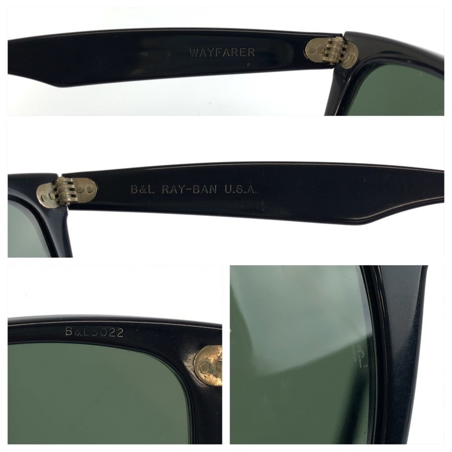25411
Ray-Ban レイバン ヴィンテージ B&L ウェイファーラー ブラック 黒 プラスチック 5022 サングラス ウェリントン メンズ ABP21