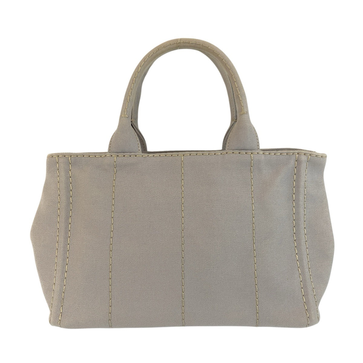25421
PRADA プラダ カナパ 三角ロゴプレート グレー ゴールド金具 キャンバス トートバッグ ショルダーバッグ 2way レディース ABP58