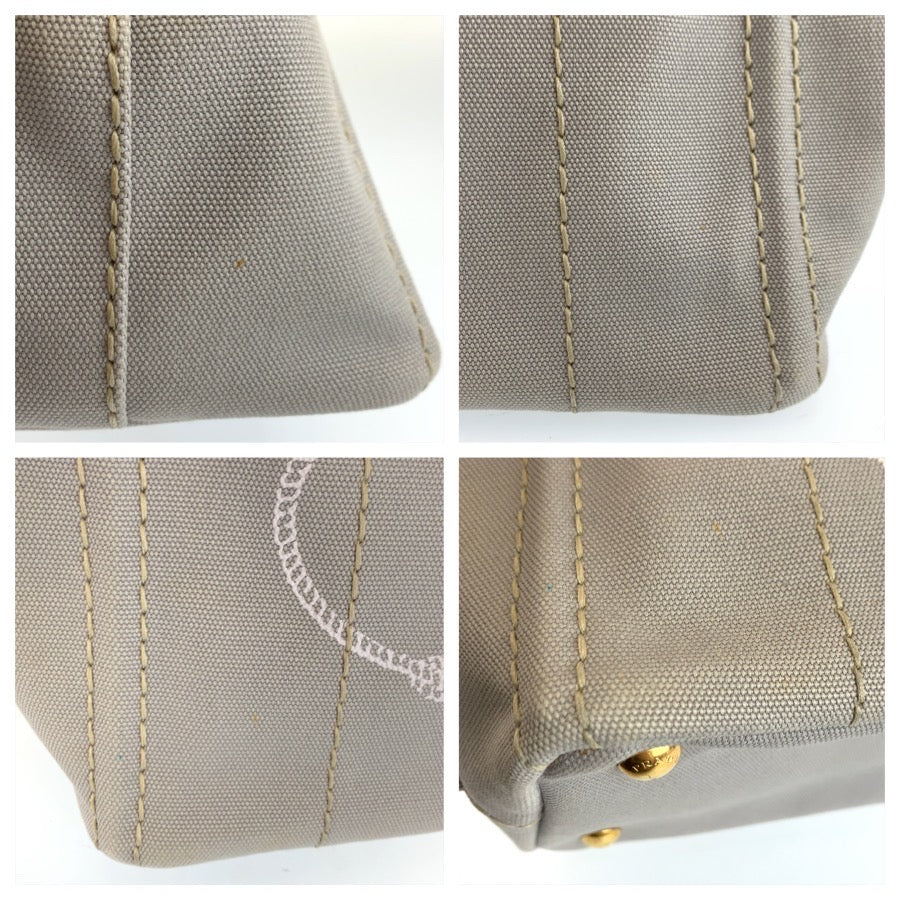 25421
PRADA プラダ カナパ 三角ロゴプレート グレー ゴールド金具 キャンバス トートバッグ ショルダーバッグ 2way レディース ABP58