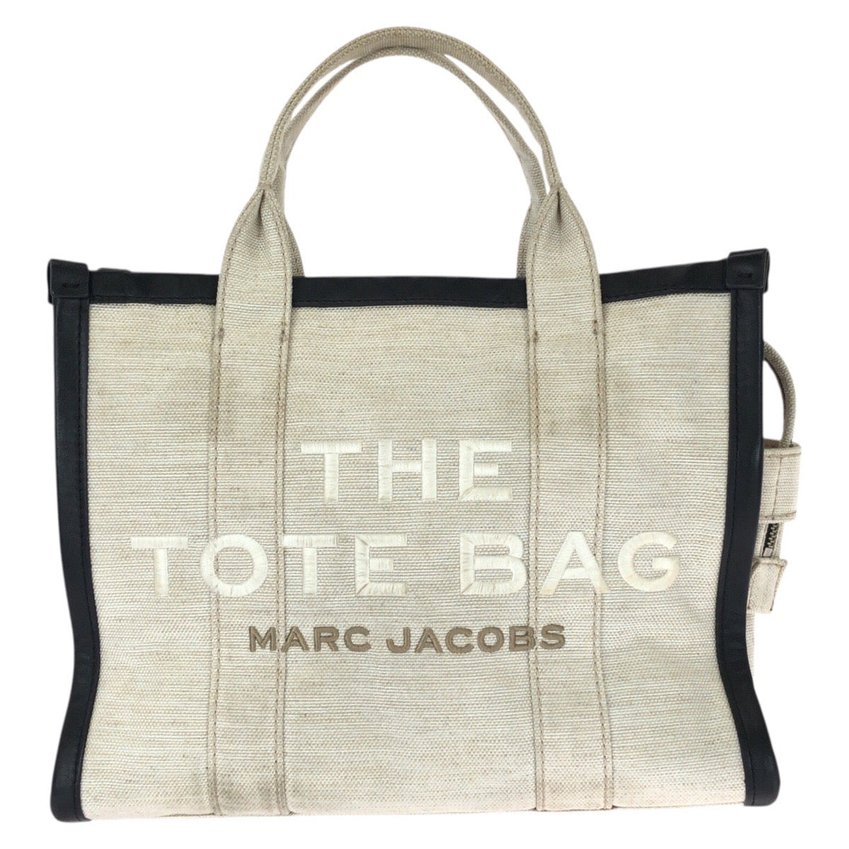 25422
MARC JACOBS マークジェイコブス THE TOTE BAG 2way ホワイト ブラック シルバー金具 キャンバス / レザー トートバッグ ショルダーバッグ レディース AB9