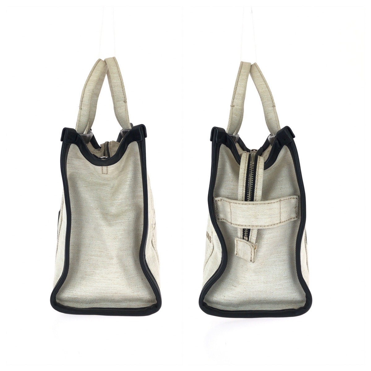 25422
MARC JACOBS マークジェイコブス THE TOTE BAG 2way ホワイト ブラック シルバー金具 キャンバス / レザー トートバッグ ショルダーバッグ レディース AB9