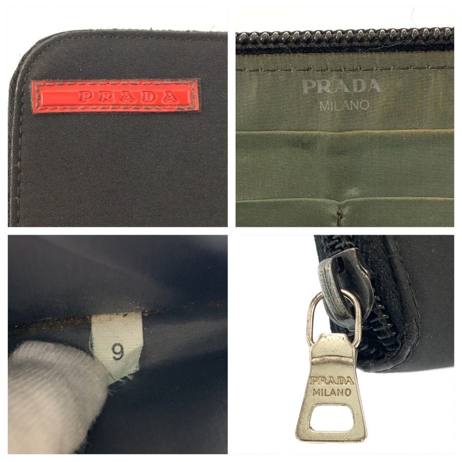 25424
PRADA SPORTS プラダスポーツ ブラック カーキ ナイロン 長財布 ロングウォレット メンズ AB6