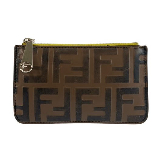 25426
FENDI フェンディ ズッカ ブラウン イエロー シルバー金具 レザー 8AP161 コインケース フラグメントケース レディース AB10