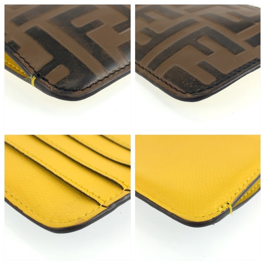 25426
FENDI フェンディ ズッカ ブラウン イエロー シルバー金具 レザー 8AP161 コインケース フラグメントケース レディース AB10