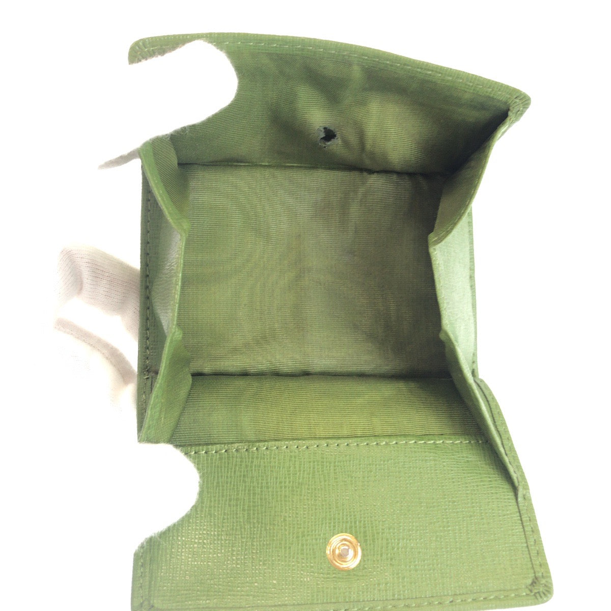 25428
Furla フルラ グリーン ゴールド金具 レザー 折り財布 コンパクトウォレット レディース AB1