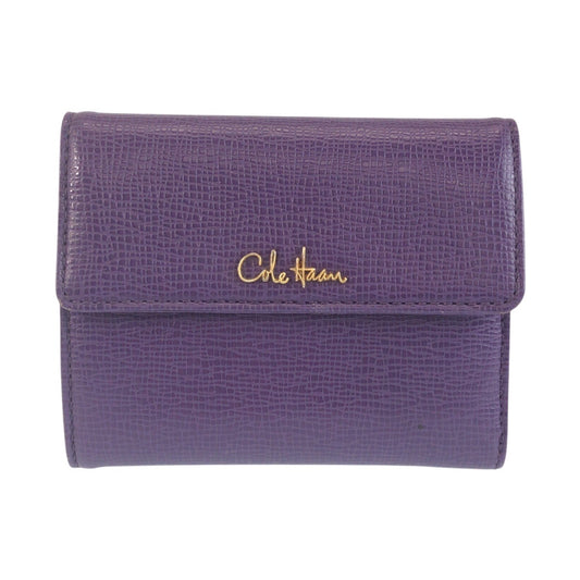 25435
COLE HAAN コールハーン パープル ゴールド金具 レザー B26483 折り財布 コンパクトウォレット レディース ABP1