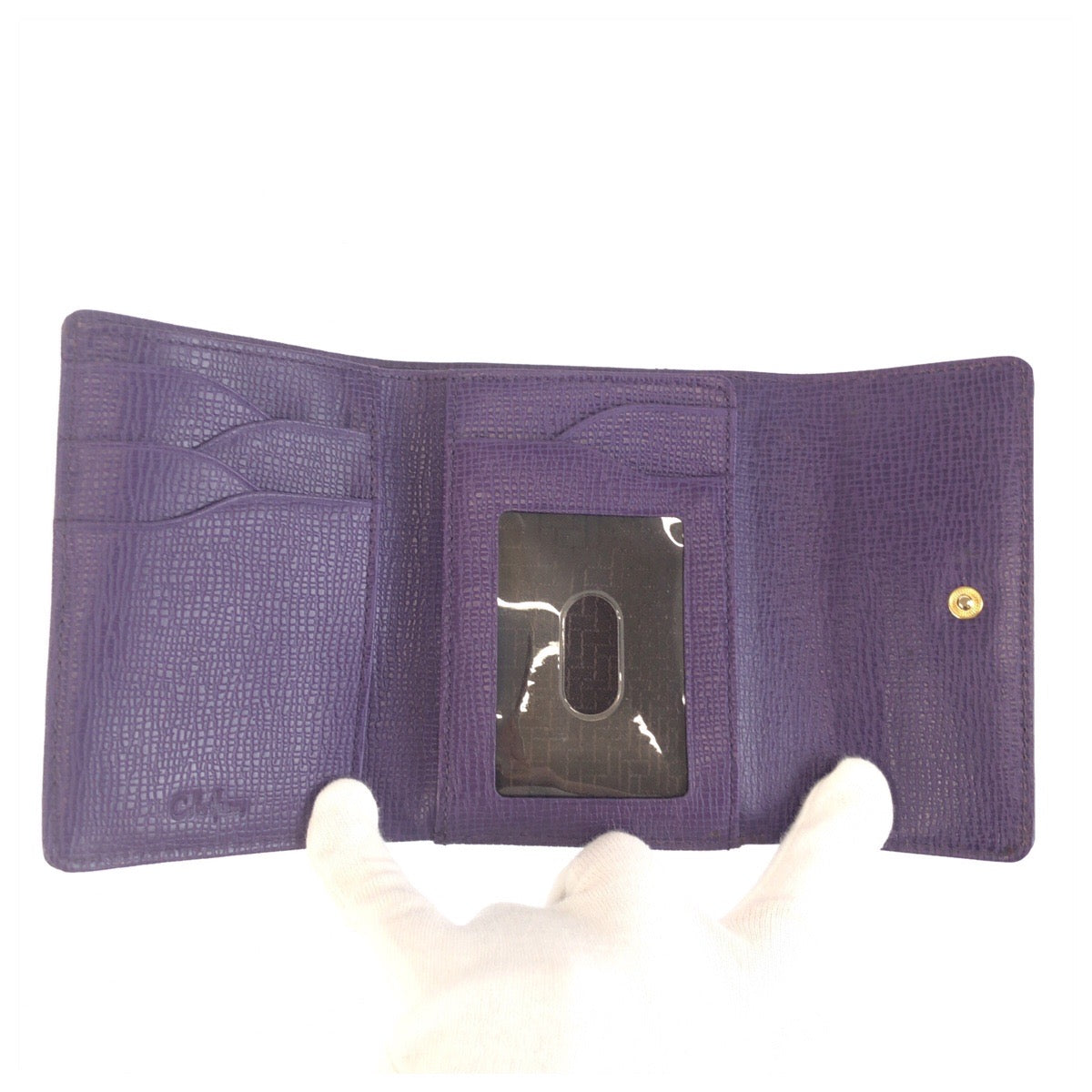 25435
COLE HAAN コールハーン パープル ゴールド金具 レザー B26483 折り財布 コンパクトウォレット レディース ABP1