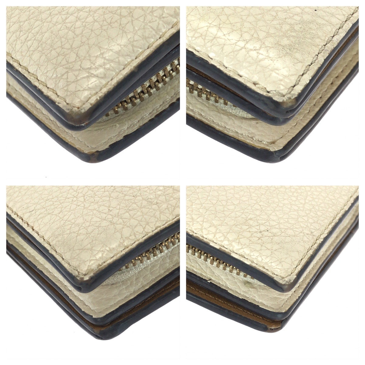 25436
COACH コーチ オフホワイト ゴールド金具 レザー 折財布 コンパクトウォレット レディース AB1