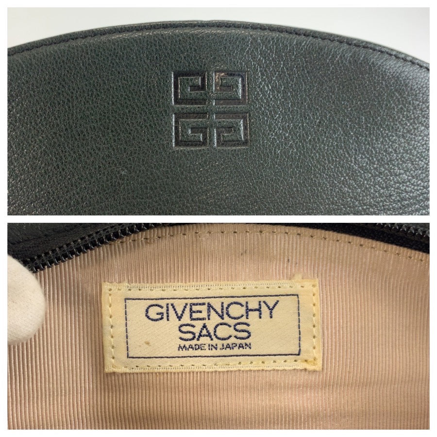 25437
GIVENCHY ジバンシィ ヴィンテージ グリーン レザー ショルダーバッグ ポシェット レディース ABP14
