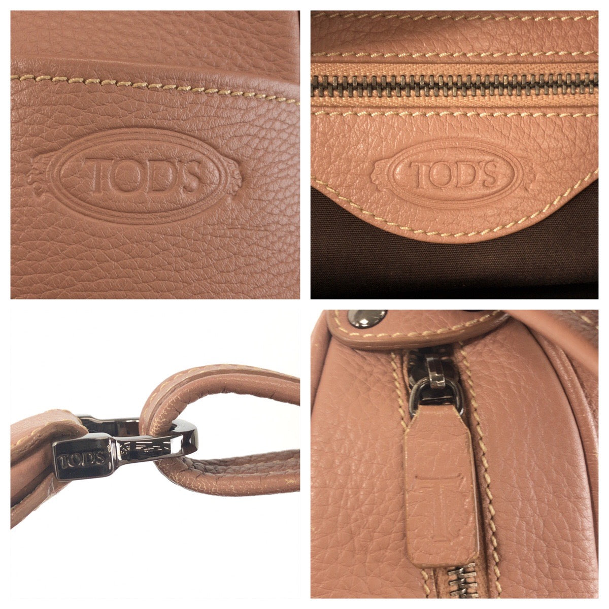 25441
TOD’S トッズ ピンク ダスティーピンク シルバー金具 レザー ハンドバッグ ショルダーバッグ レディース AB14