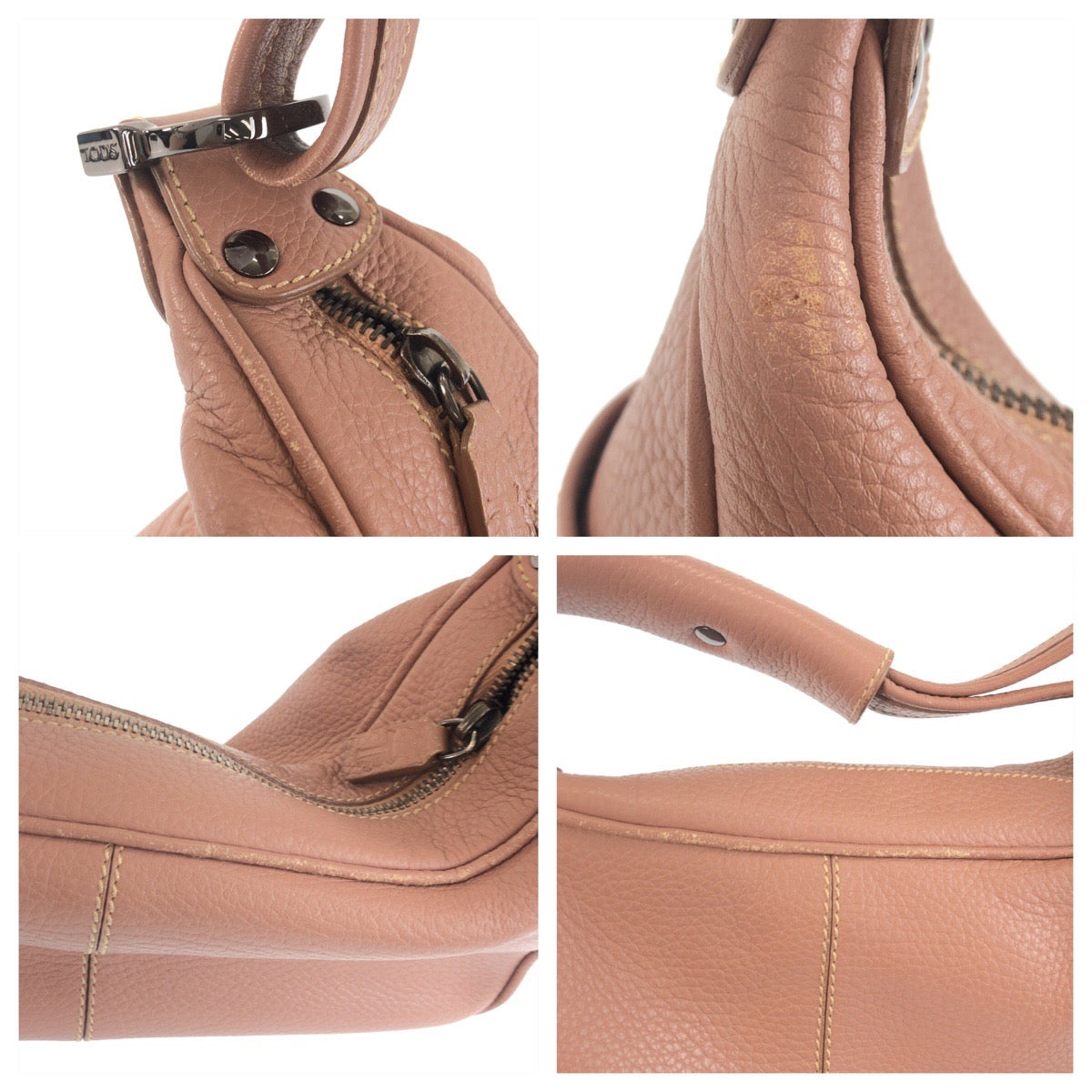 25441
TOD’S トッズ ピンク ダスティーピンク シルバー金具 レザー ハンドバッグ ショルダーバッグ レディース AB14