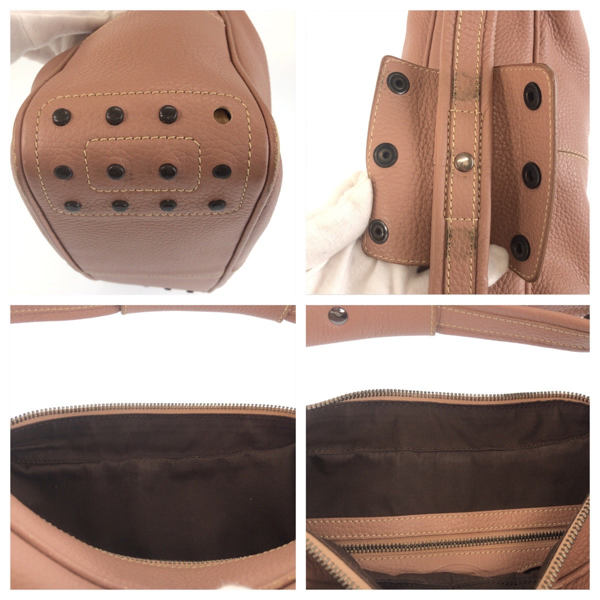 25441
TOD’S トッズ ピンク ダスティーピンク シルバー金具 レザー ハンドバッグ ショルダーバッグ レディース AB14