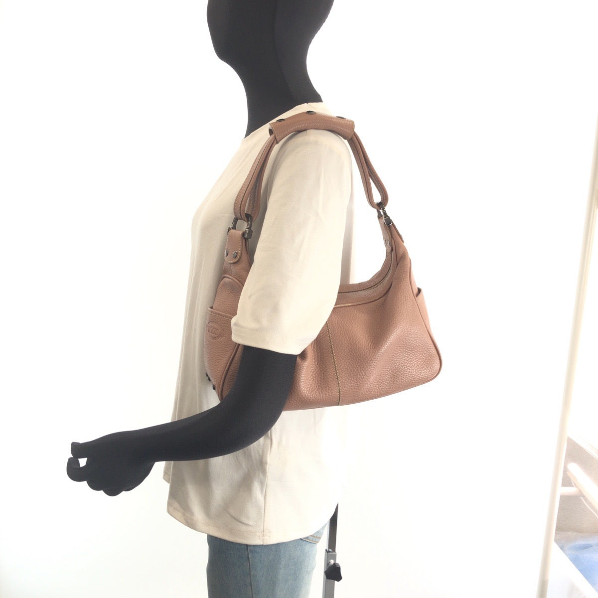 25441
TOD’S トッズ ピンク ダスティーピンク シルバー金具 レザー ハンドバッグ ショルダーバッグ レディース AB14