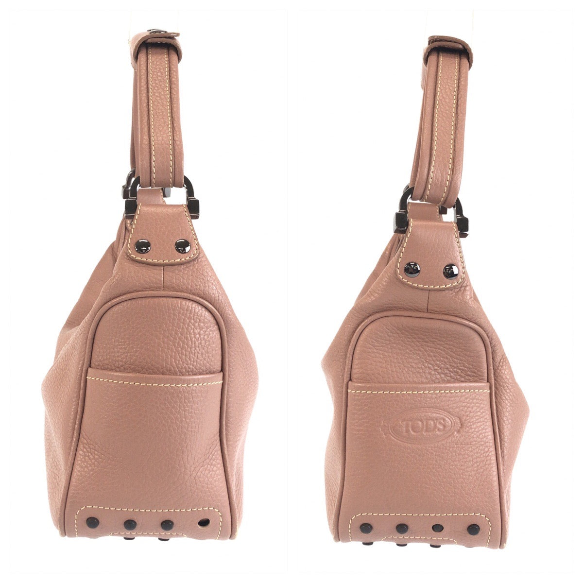 25441
TOD’S トッズ ピンク ダスティーピンク シルバー金具 レザー ハンドバッグ ショルダーバッグ レディース AB14
