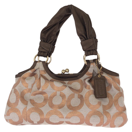 25444
COACH コーチ オプアート ピンク ブラウン ゴールド金具 キャンバス / レザー 13509 ハンドバッグ トートバッグ レディース A14