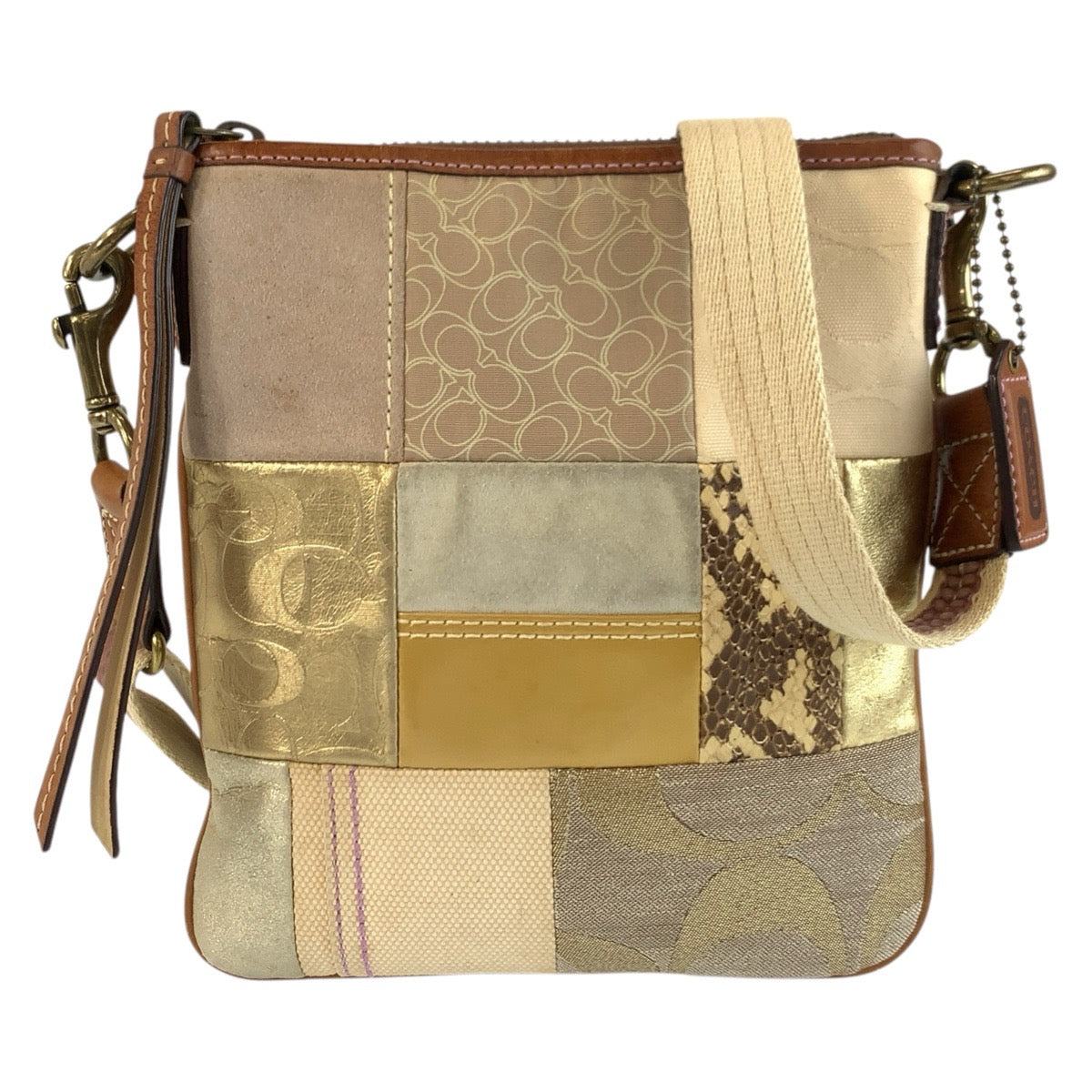 25445
COACH コーチ パッチワーク ベージュ ブラウン キャンバス / レザー B063-10006 ショルダーバッグ ポシェット レディース AB8