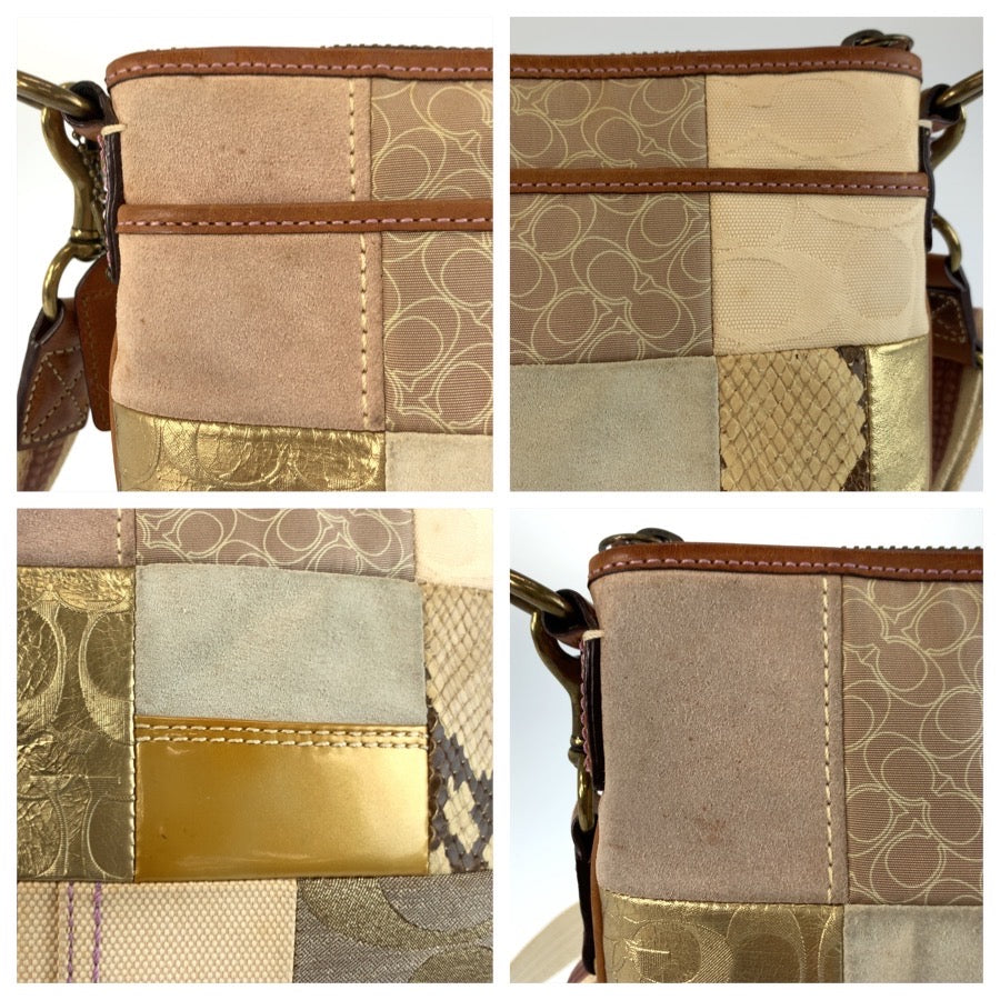 25445
COACH コーチ パッチワーク ベージュ ブラウン キャンバス / レザー B063-10006 ショルダーバッグ ポシェット レディース AB8