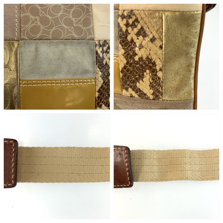 25445
COACH コーチ パッチワーク ベージュ ブラウン キャンバス / レザー B063-10006 ショルダーバッグ ポシェット レディース AB8