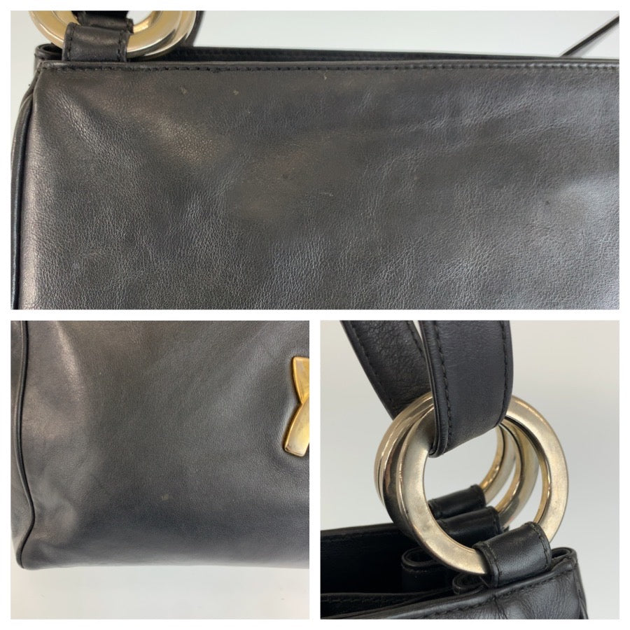 25446
Paloma Picasso パロマピカソ ブラック 黒 ゴールド金具 レザー ショルダーバッグ トートバッグ レディース AB8