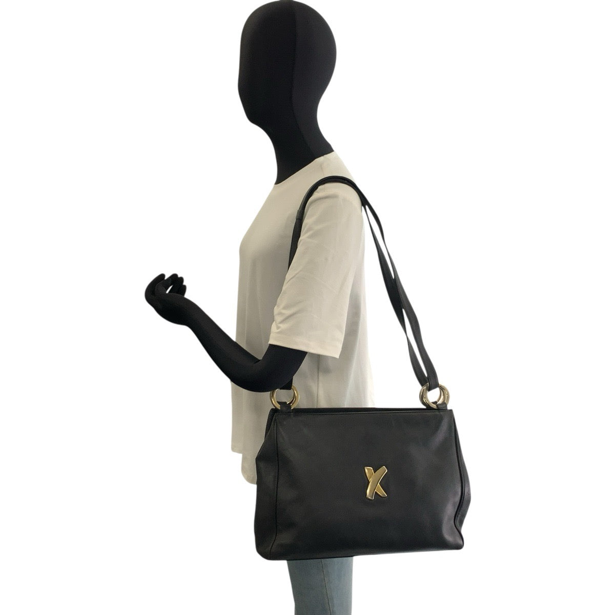 25446
Paloma Picasso パロマピカソ ブラック 黒 ゴールド金具 レザー ショルダーバッグ トートバッグ レディース AB8