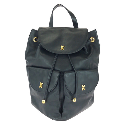 25447
Paloma Picasso パロマピカソ ヴィンテージ ブラック 黒 ゴールド金具 レザー リュックサック バックパック レディース ABP21