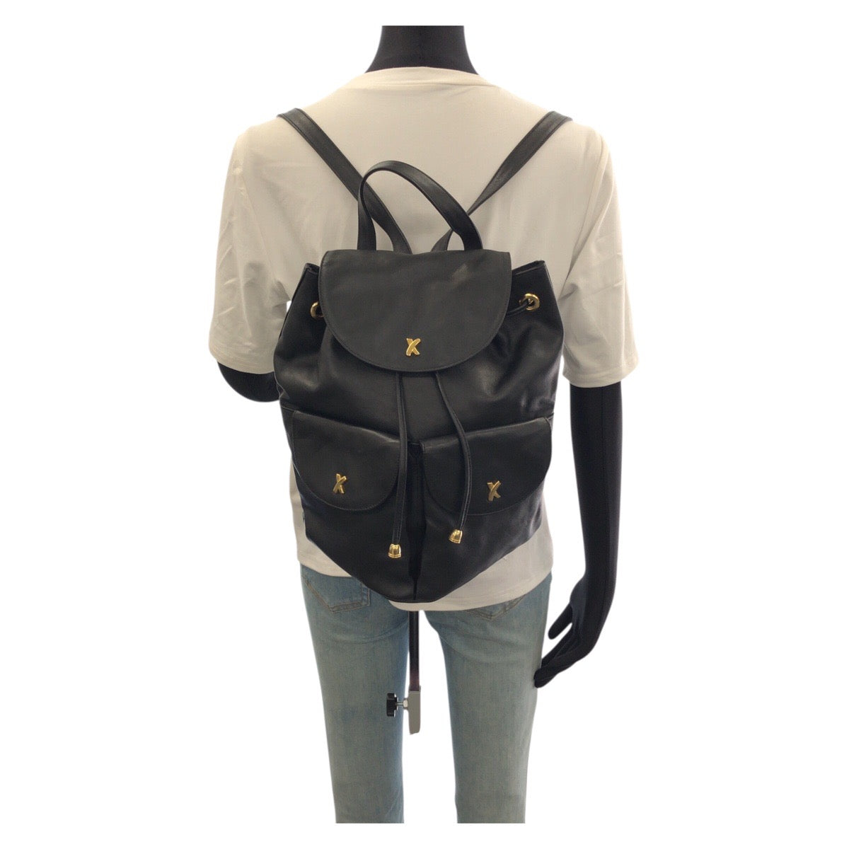 25447
Paloma Picasso パロマピカソ ヴィンテージ ブラック 黒 ゴールド金具 レザー リュックサック バックパック レディース ABP21