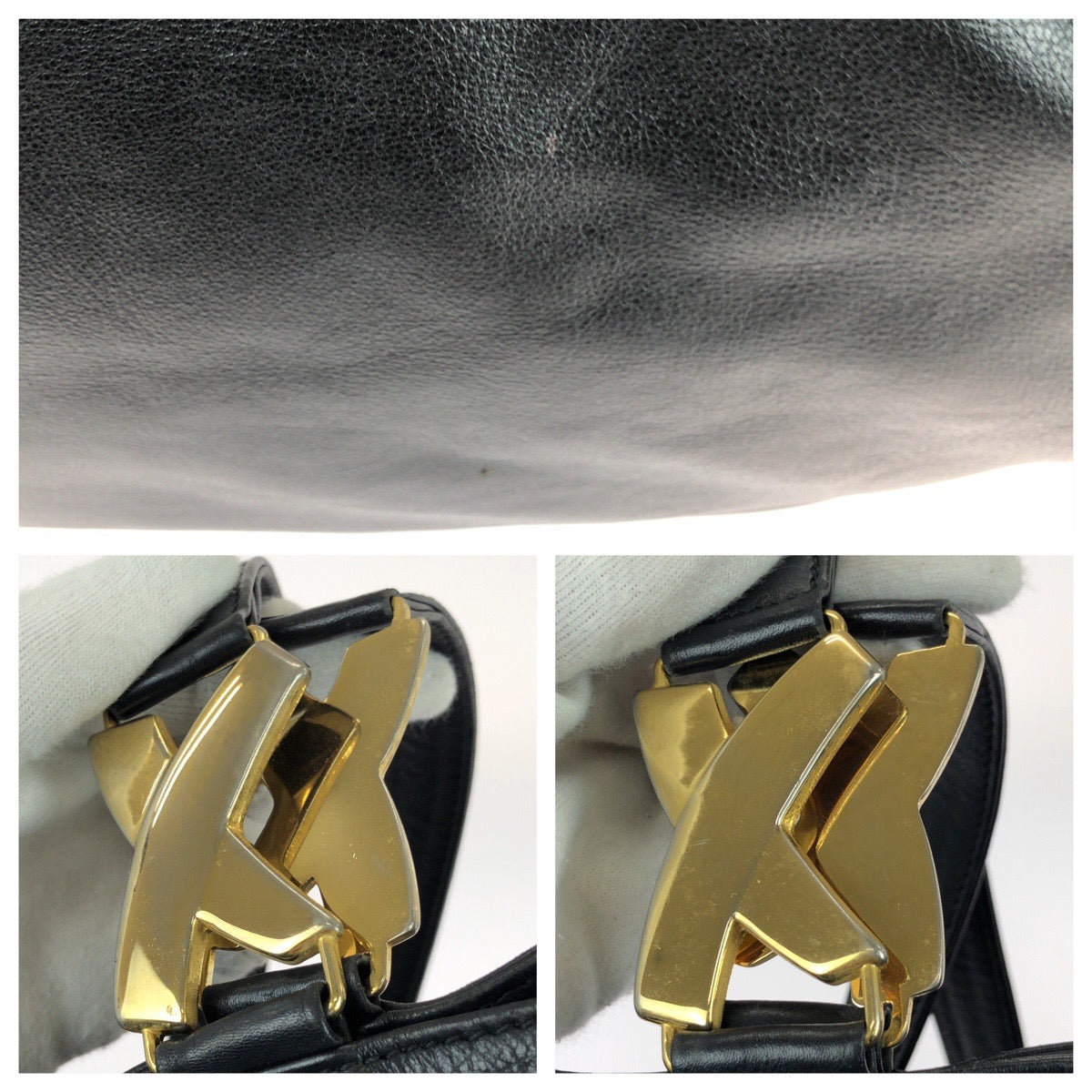 25448
Paloma Picasso パロマピカソ ヴィンテージ ブラック 黒 ゴールド金具 レザー ショルダーバッグ レディース ABP14