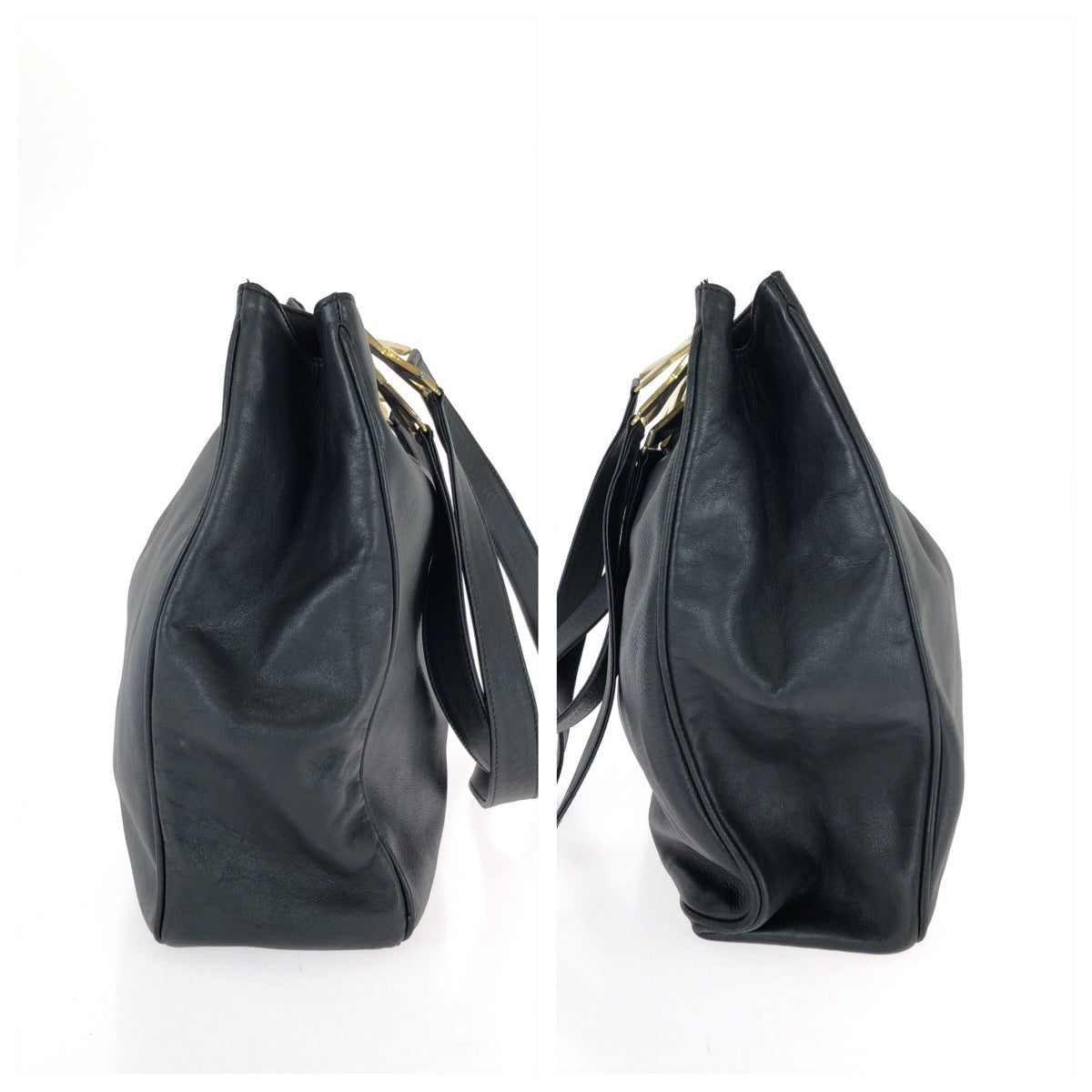 25448
Paloma Picasso パロマピカソ ヴィンテージ ブラック 黒 ゴールド金具 レザー ショルダーバッグ レディース ABP14