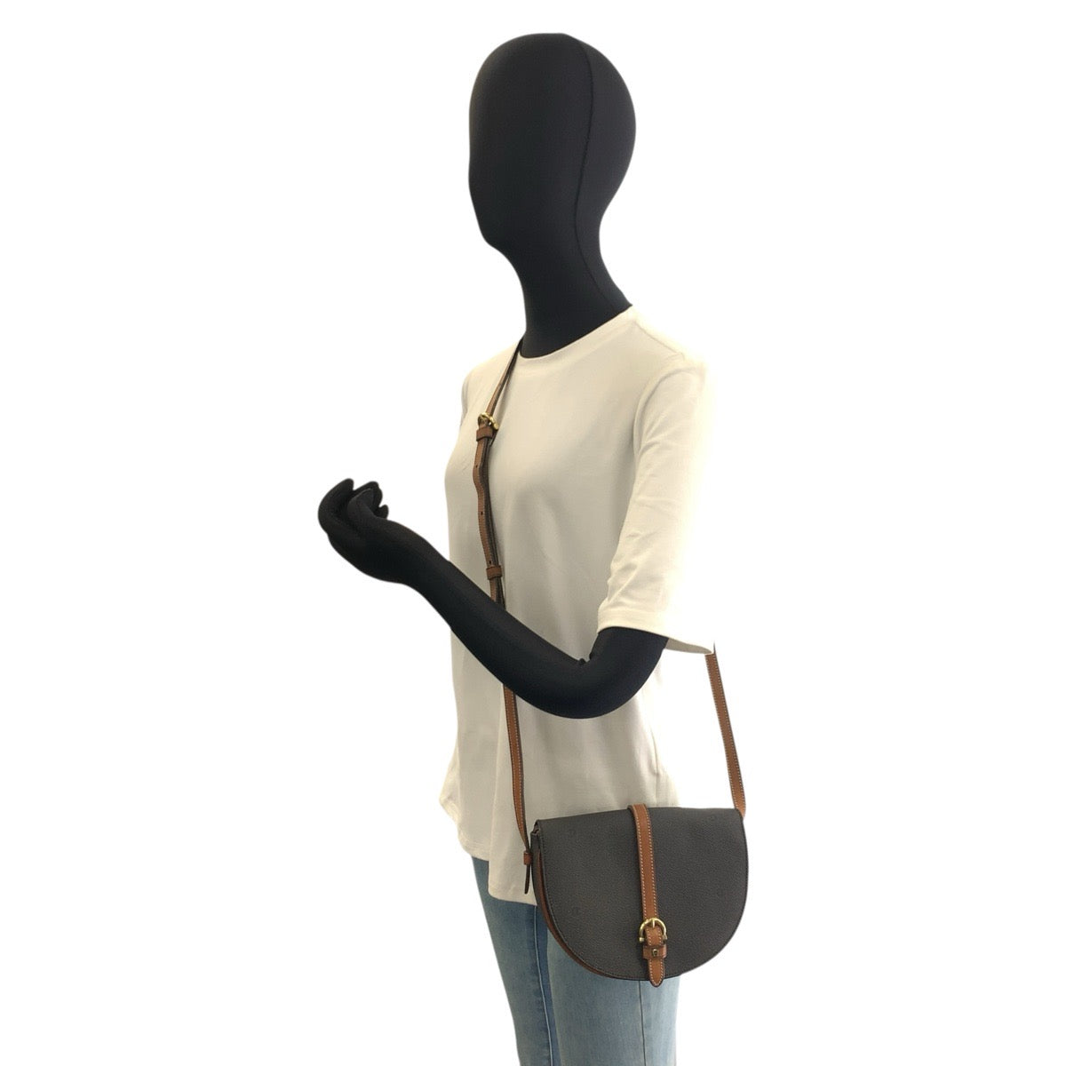 25450
AIGNER アイグナー ブラック ブラウン ゴールド金具 PVC ショルダーバッグ ポシェット レディース ABP2