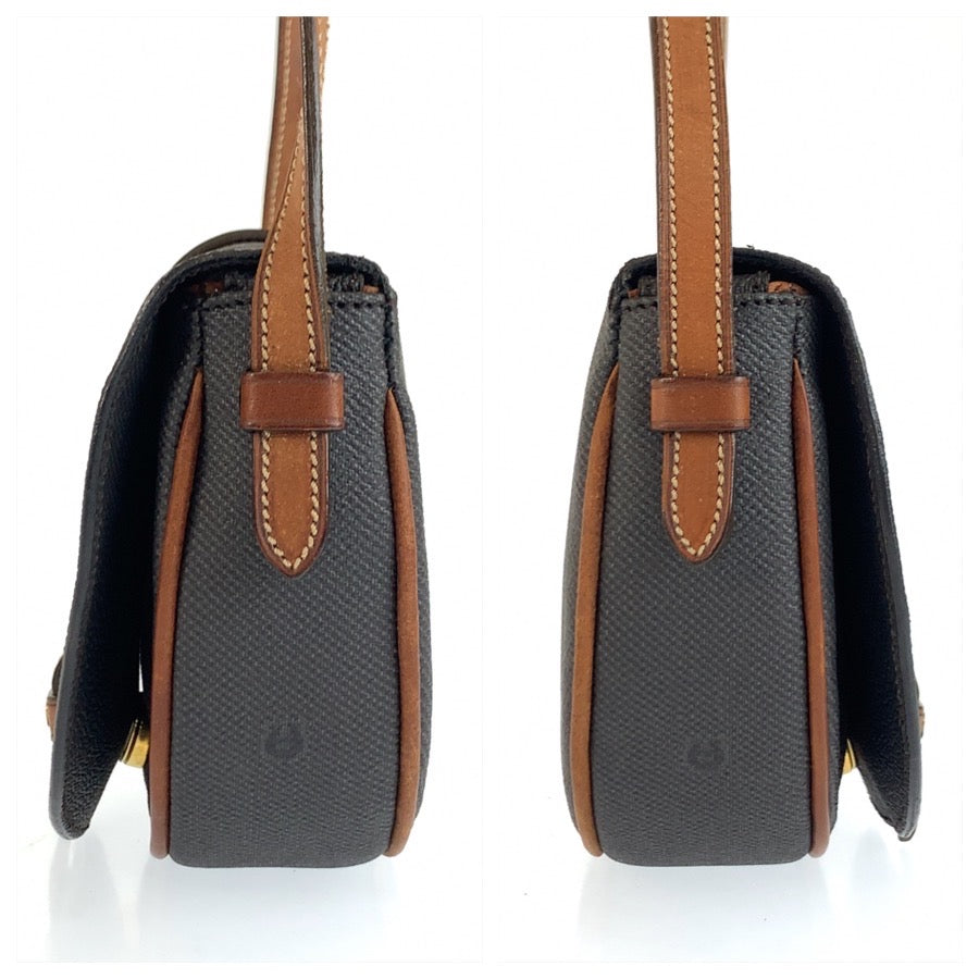 25450
AIGNER アイグナー ブラック ブラウン ゴールド金具 PVC ショルダーバッグ ポシェット レディース ABP2