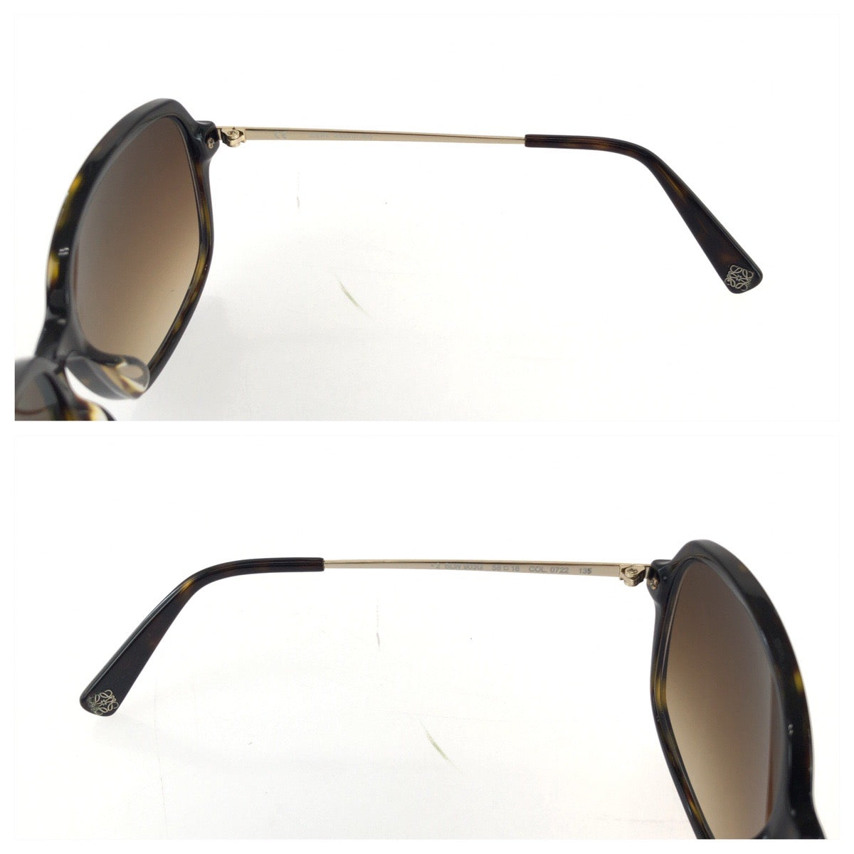 25452
LOEWE ロエベ ダークハバナ ブラウン ゴールド金具 プラスチック / メッキ SLW903G サングラス フレームのみ バタフライ レディース ABP14