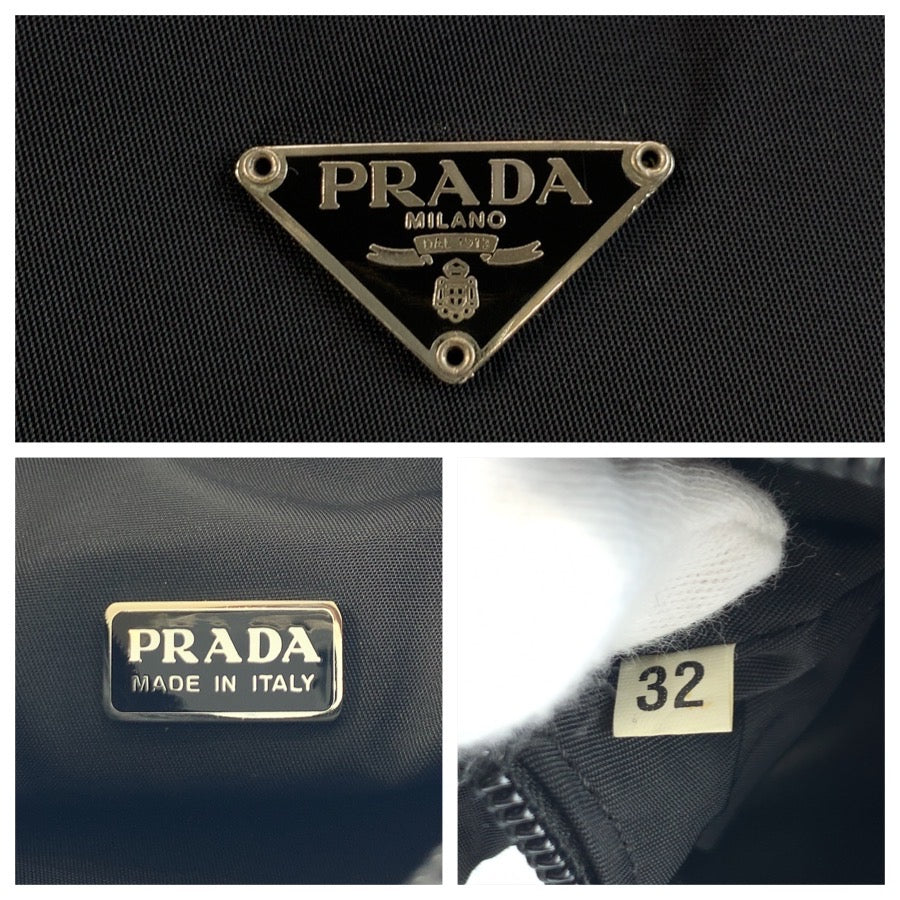 25460
PRADA プラダ テスート 三角ロゴプレート ブラック 黒 シルバー金具 ナイロン ハンドバッグ アクセサリーポーチ レディース A44