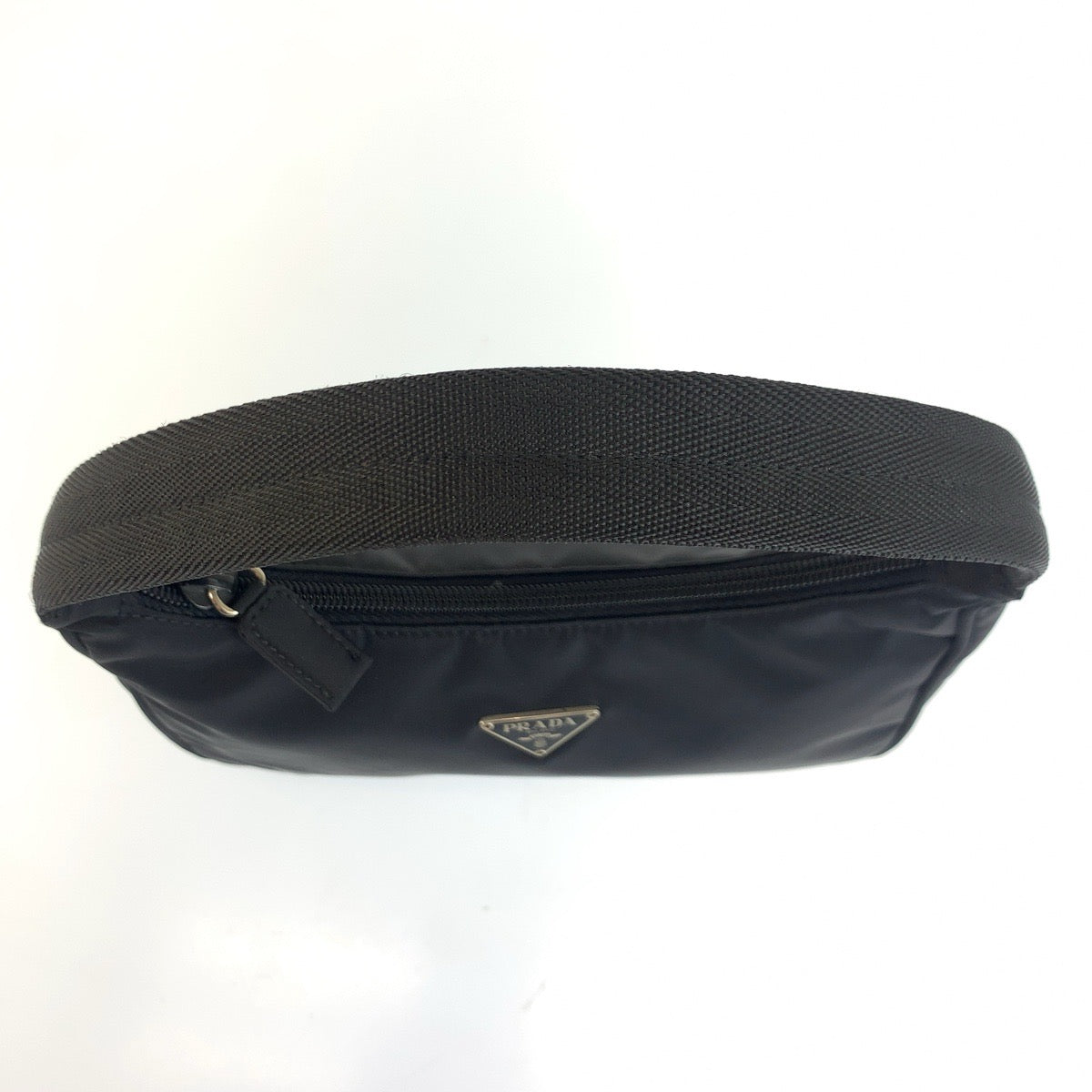 25462
PRADA プラダ テスート 三角ロゴプレート ブラック 黒 シルバー金具 ナイロン ハンドバッグ アクセサリーポーチ レディース A44