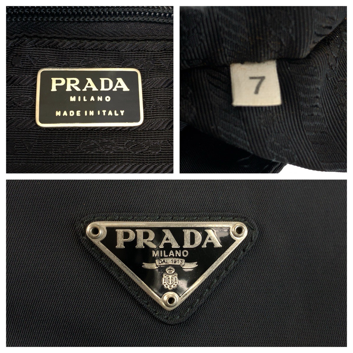 25463
PRADA プラダ テスート 三角ロゴプレート ブラック 黒 シルバー金具 ナイロン トートバッグ ショルダーバッグ レディース ABP30