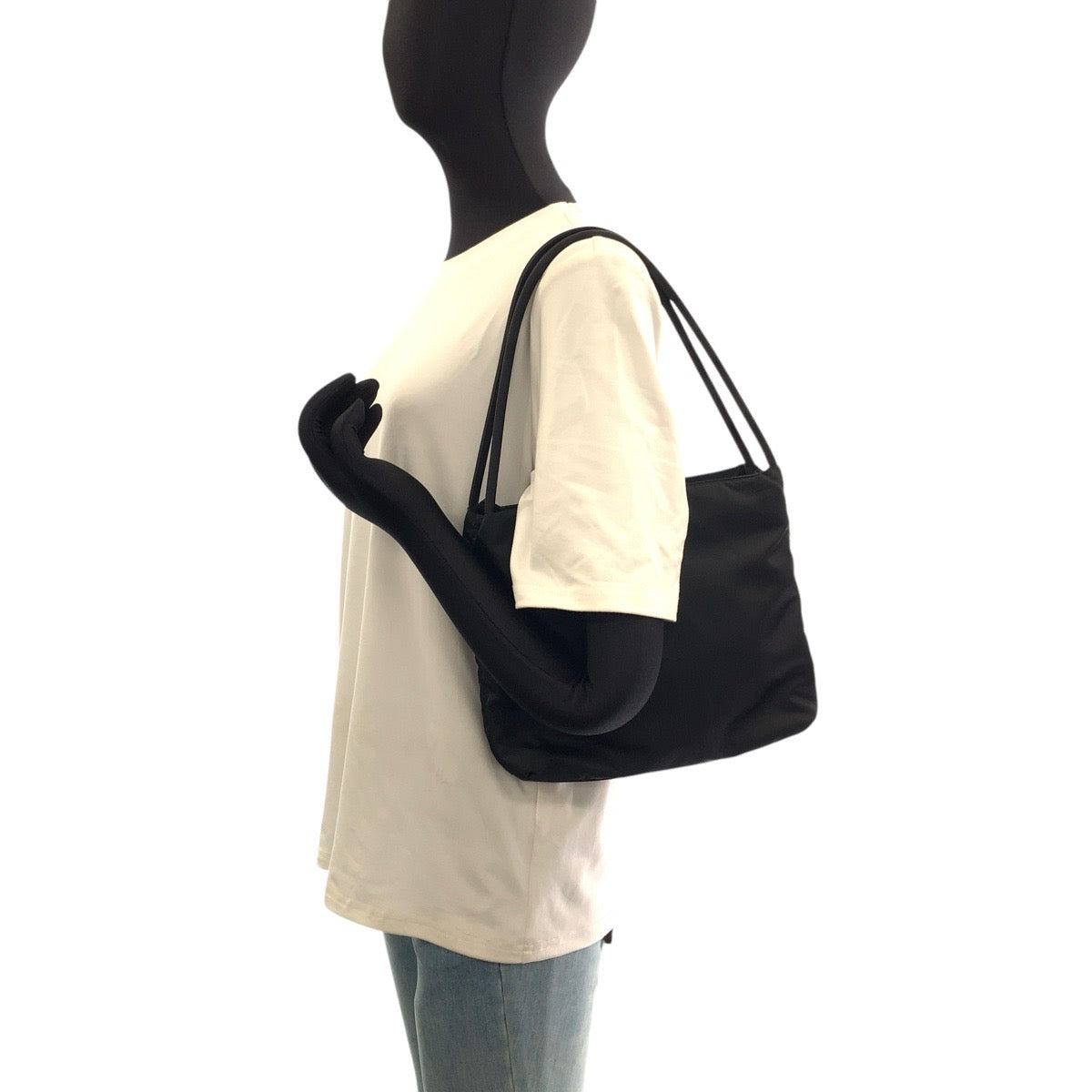 25463
PRADA プラダ テスート 三角ロゴプレート ブラック 黒 シルバー金具 ナイロン トートバッグ ショルダーバッグ レディース ABP30